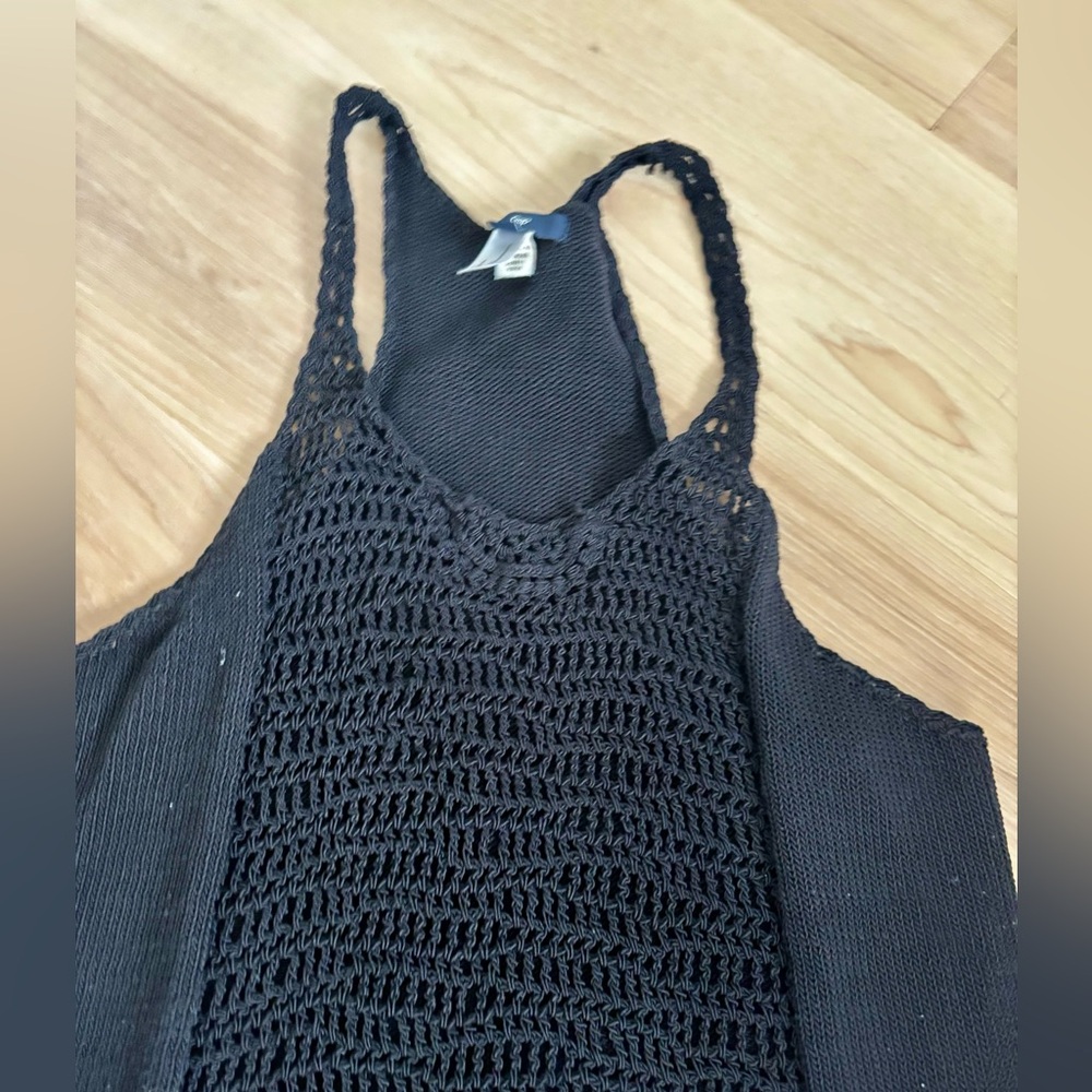 GAP Black Crochet Knit Tank